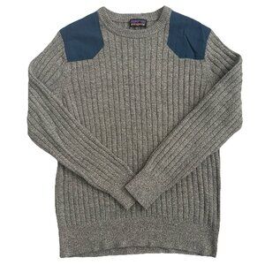 Patagonia Men’s Fog Cutter Sweater Large Gray Blue Ribbed Long Sleeve